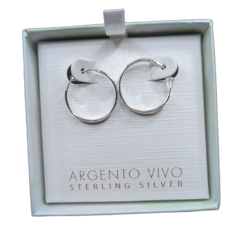 NIB Argento Vivo Sterling Silver Textured Hoop Earrings